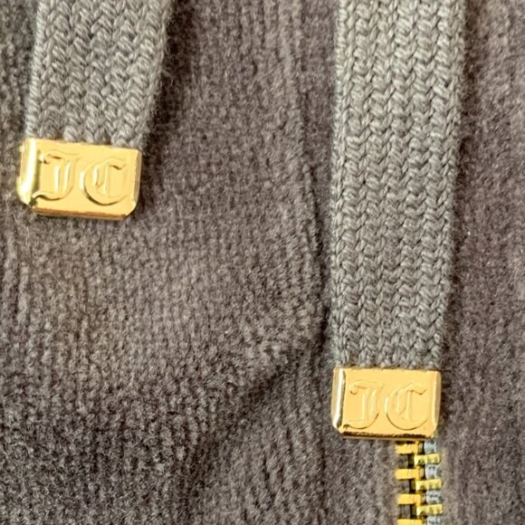 Women's Juicy Couture Vintage J Bling Relaxed Velour Jacket Charcoal Size S - Picture 3 of 12